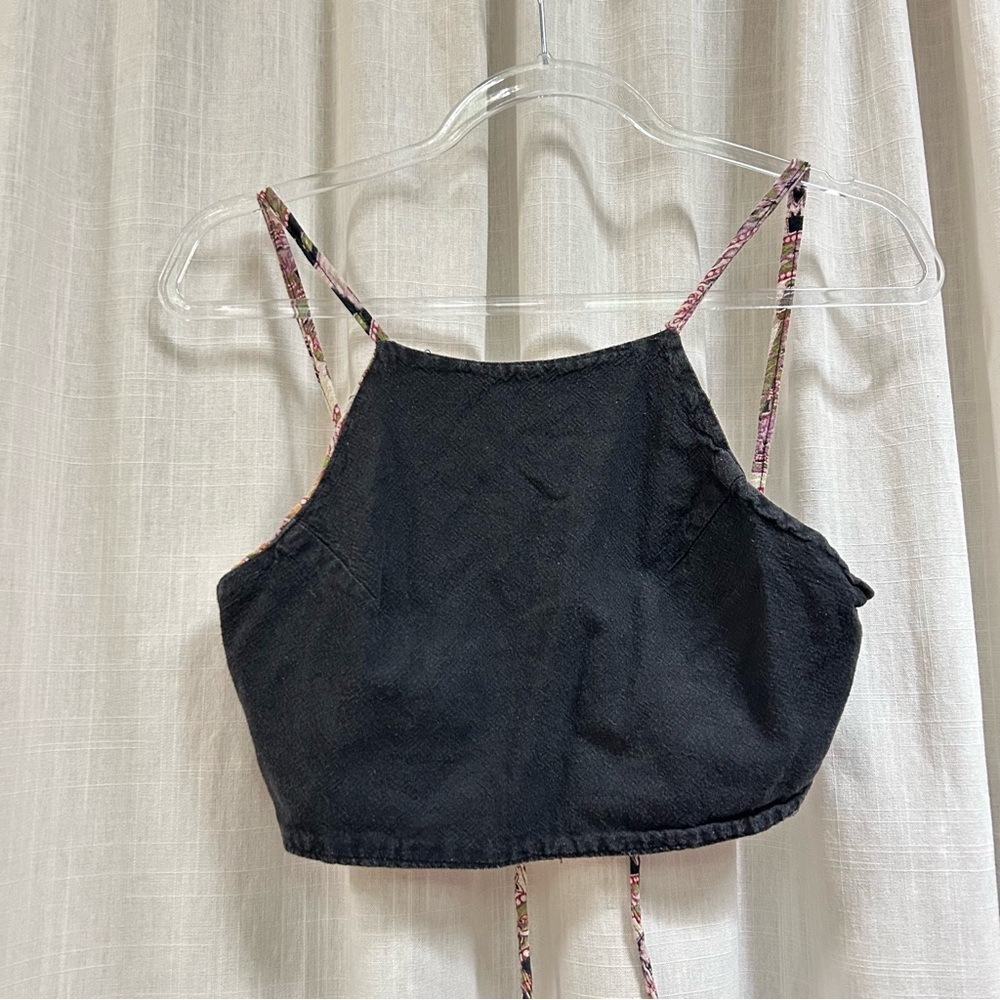 Reversible boho elephant festival crop top size small - Picture 2 of 10